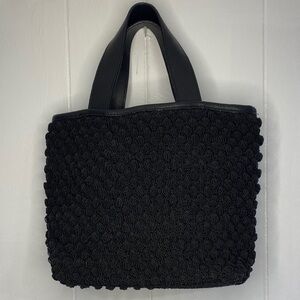Stone Mountain Black Crocheted Textured Mini Tote Purse Elegant Boho